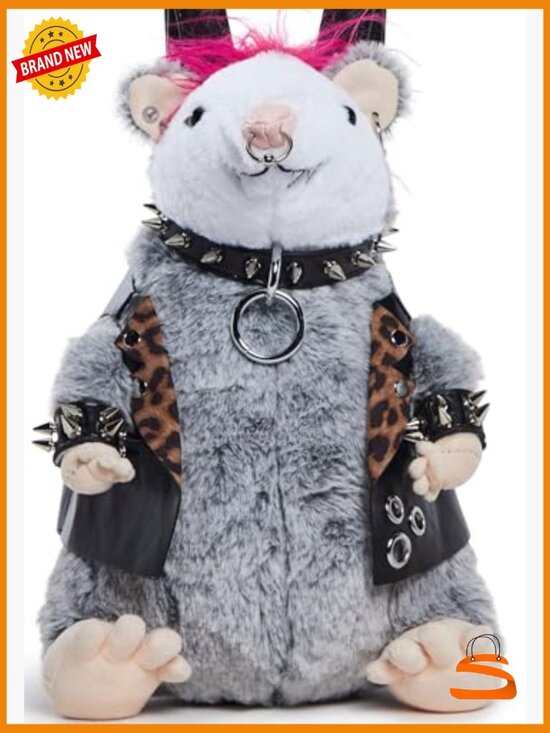 Plush Possum Backpack with Studs & Adjustable Straps